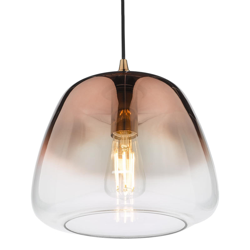 Dar Lighting Klaxon 1 Light Pendant Ombre Copper Glass • KLA0164