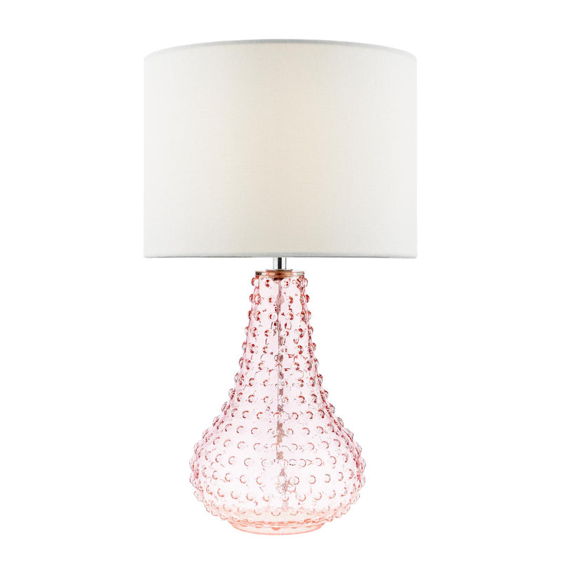 Dar Lighting Kristina Table Lamp Pink Glass With Shade • KRI4203