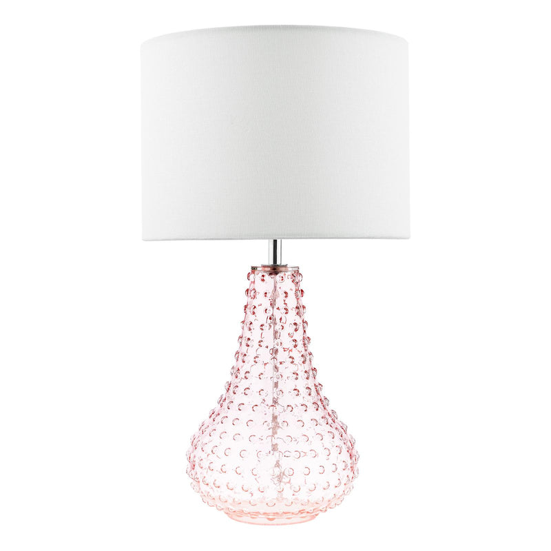 Dar Lighting Kristina Table Lamp Pink Glass With Shade • KRI4203