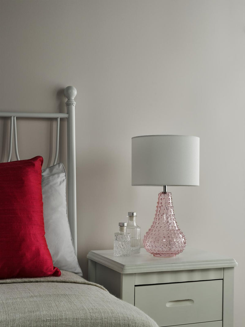 Dar Lighting Kristina Table Lamp Pink Glass With Shade • KRI4203
