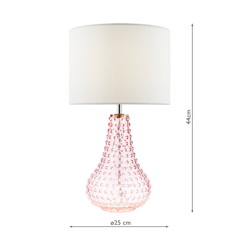 Dar Lighting Kristina Table Lamp Pink Glass With Shade • KRI4203