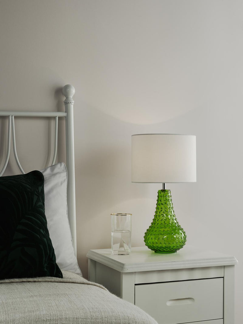 Dar Lighting Kristina Table Lamp Green Glass With Shade • KRI4224