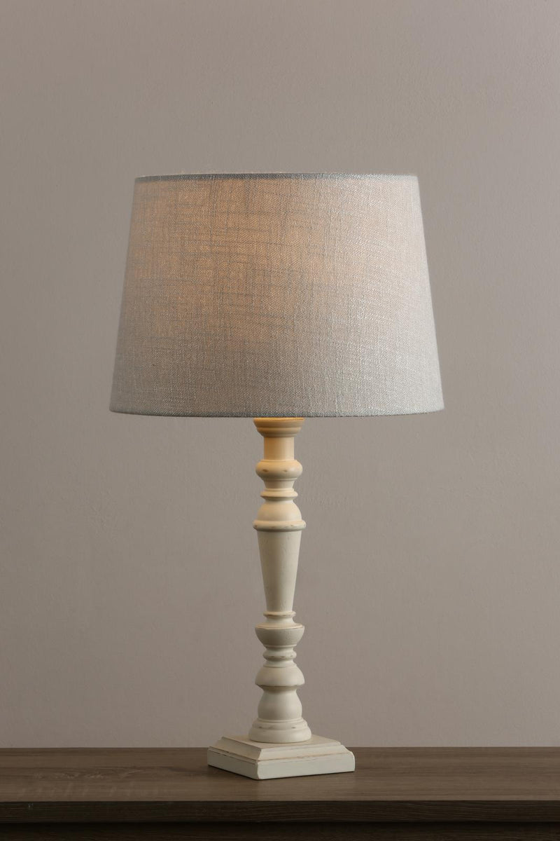 Laura Ashley Tate Wooden Table Lamp Distressed Off White Base Only • LA3437211-Q