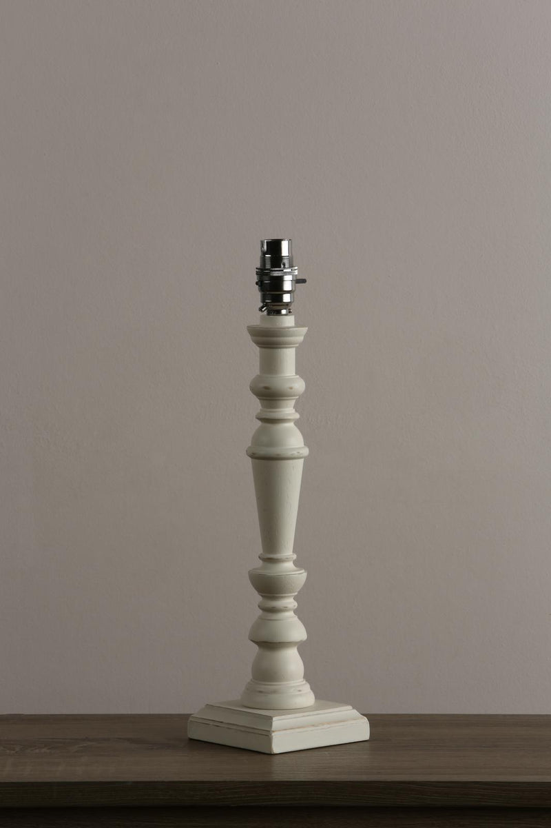 Laura Ashley Tate Wooden Table Lamp Distressed Off White Base Only • LA3437211-Q