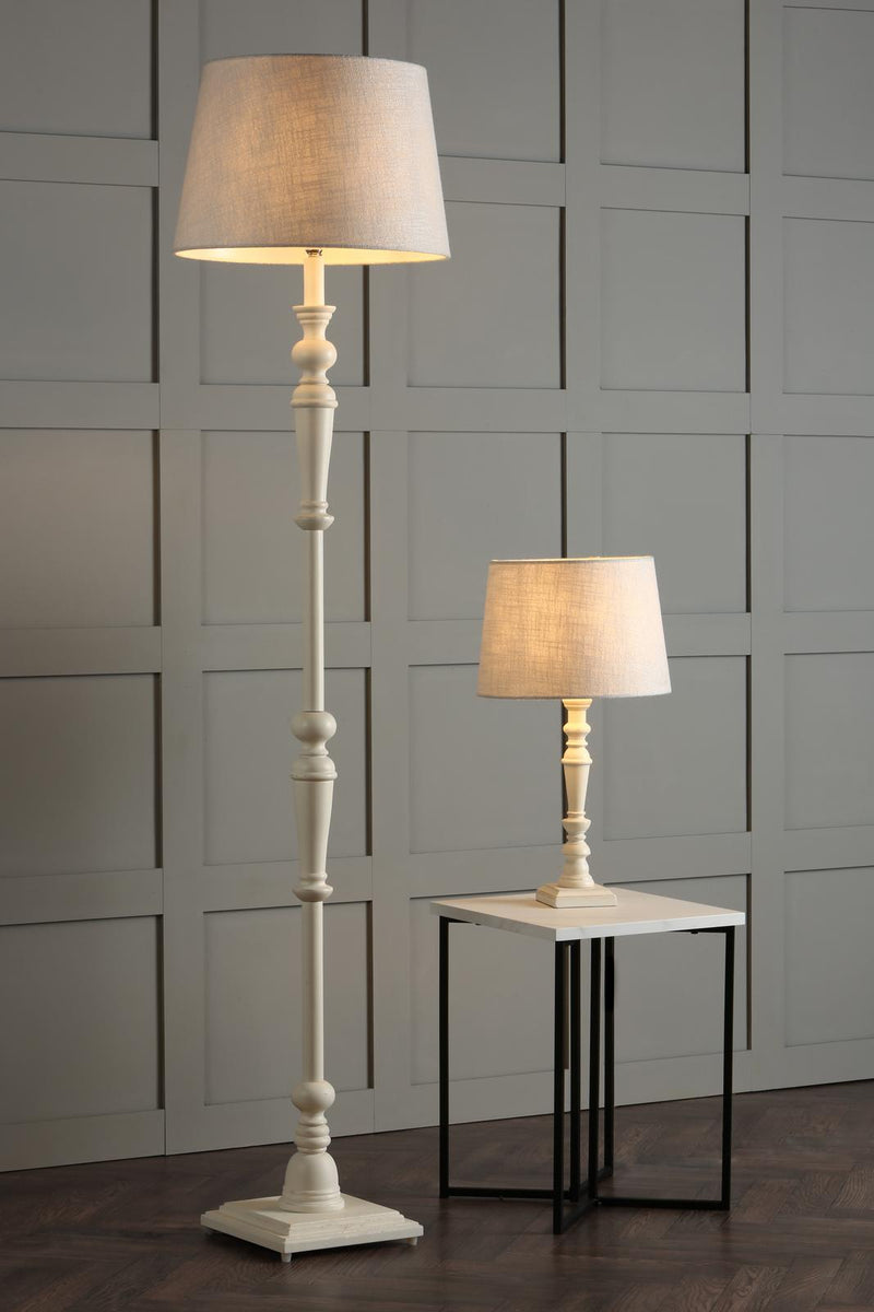 Laura Ashley Tate Wooden Floor Lamp Distressed Off White Base Only • LA3552739-Q