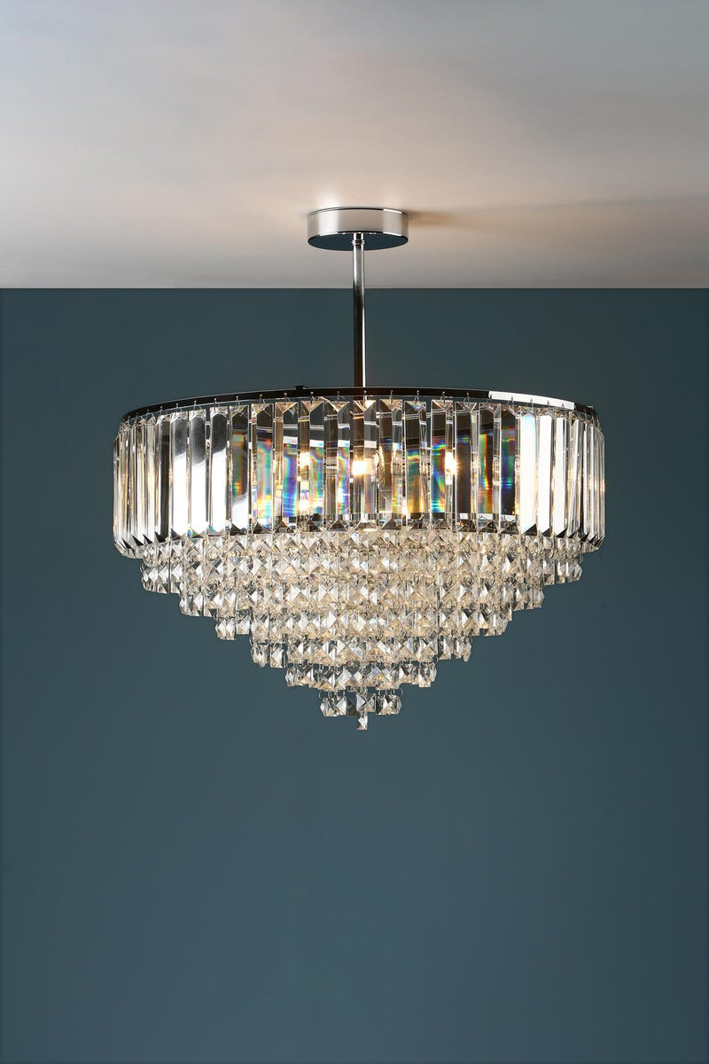 Laura Ashley Vienna 5lt Semi Flush Crystal & Polished Chrome • LA3566049-Q
