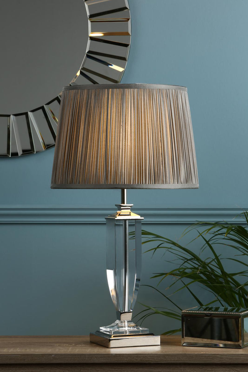 Laura Ashley Carson Medium Table Lamp Polished Nickel & Crystal Base Only • LA3582661-Q