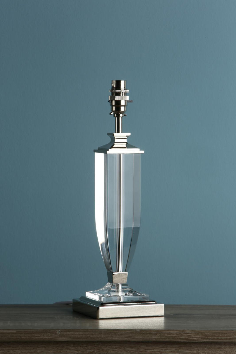 Laura Ashley Carson Medium Table Lamp Polished Nickel & Crystal Base Only • LA3582661-Q