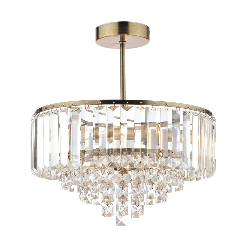 Laura Ashley Vienna 3lt Semi Flush Crystal & Antique Brass • LA3599070-Q