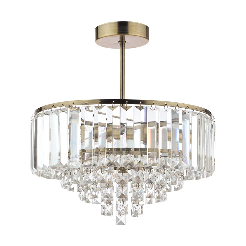 Laura Ashley Vienna 3lt Semi Flush Crystal & Antique Brass • LA3599070-Q