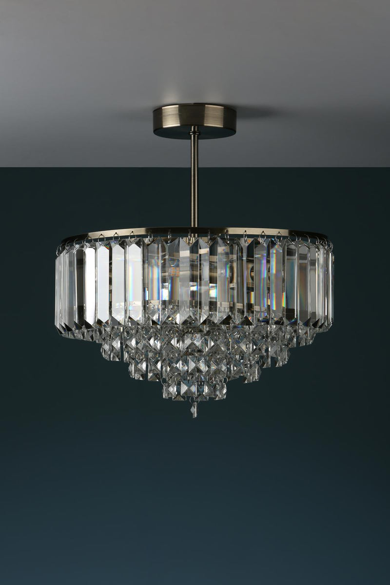 Laura Ashley Vienna 3lt Semi Flush Crystal & Antique Brass • LA3599070-Q