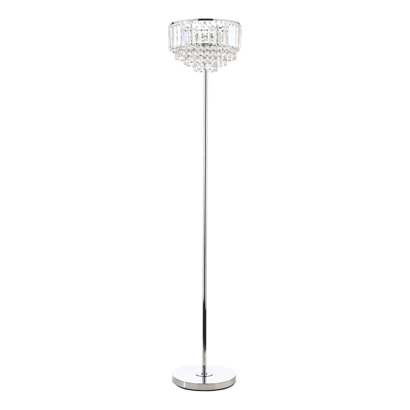 Laura Ashley Vienna 3lt Floor Lamp Crystal & Polished Chrome • LA3603227-Q
