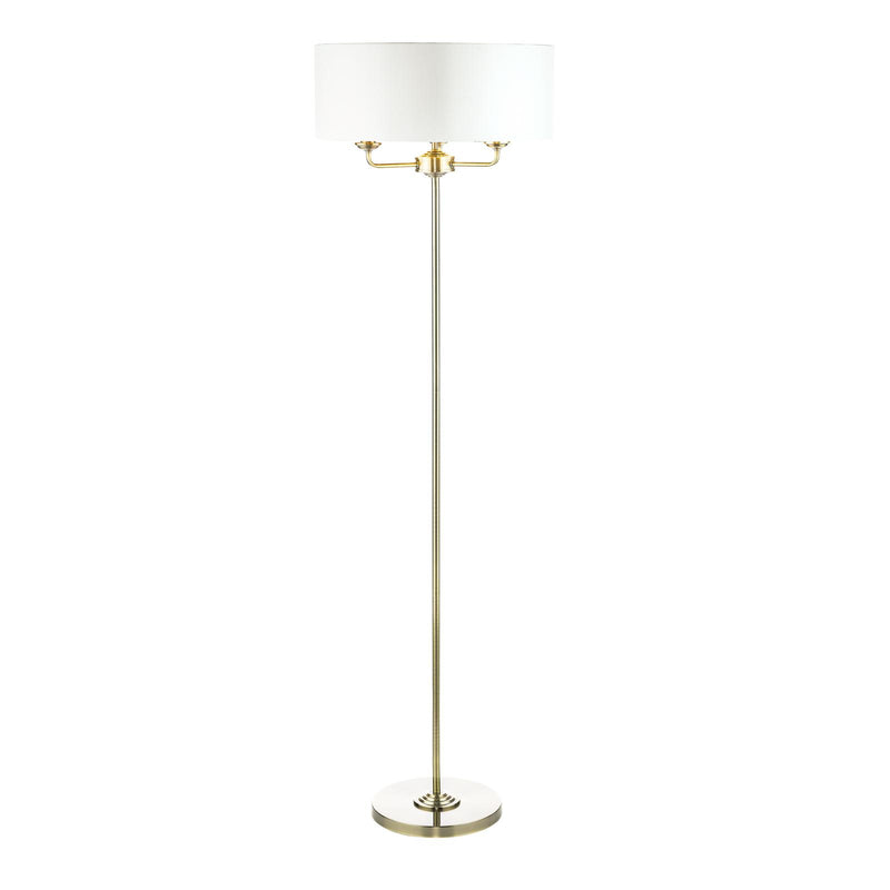 Laura Ashley Sorrento 3 Light Floor Lamp Antique Brass With Ivory Shade • LA3622148-Q