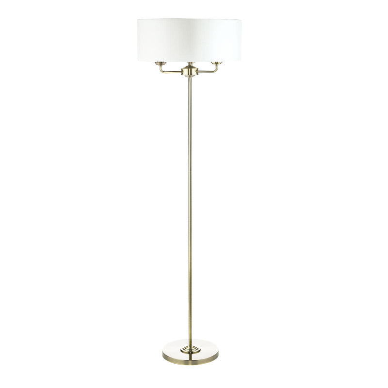Laura Ashley Sorrento 3 Light Floor Lamp Antique Brass With Ivory Shade • LA3622148-Q
