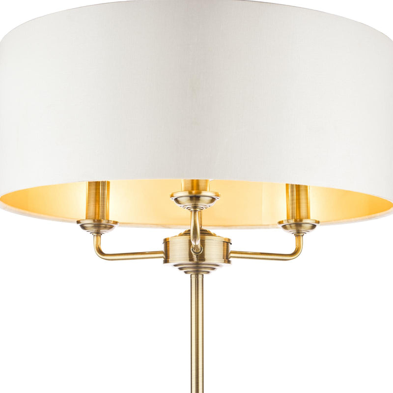 Laura Ashley Sorrento 3 Light Floor Lamp Antique Brass With Ivory Shade • LA3622148-Q