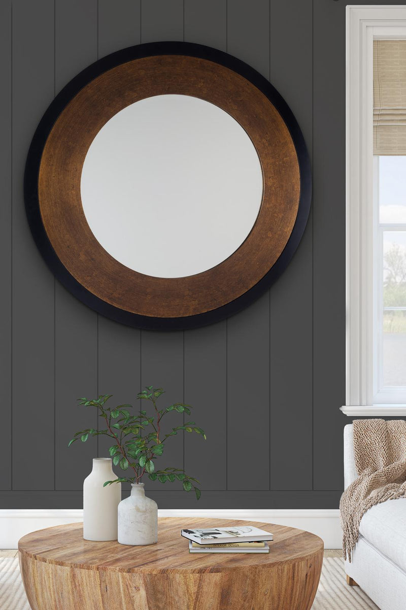 Laura Ashley Cara Large Round Mottled Bronze Mirror 110cm • LA3624477-Q