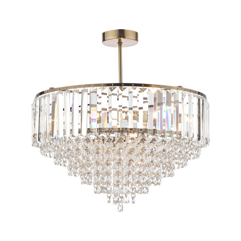 Laura Ashley Vienna 5lt Semi Flush Crystal & Antique Brass • LA3637913-Q