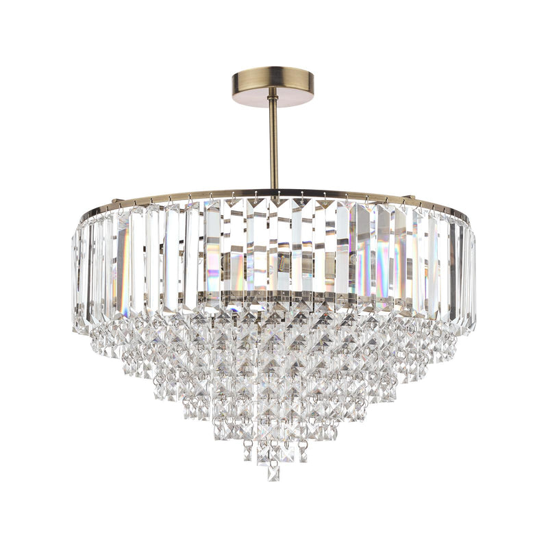 Laura Ashley Vienna 5lt Semi Flush Crystal & Antique Brass • LA3637913-Q