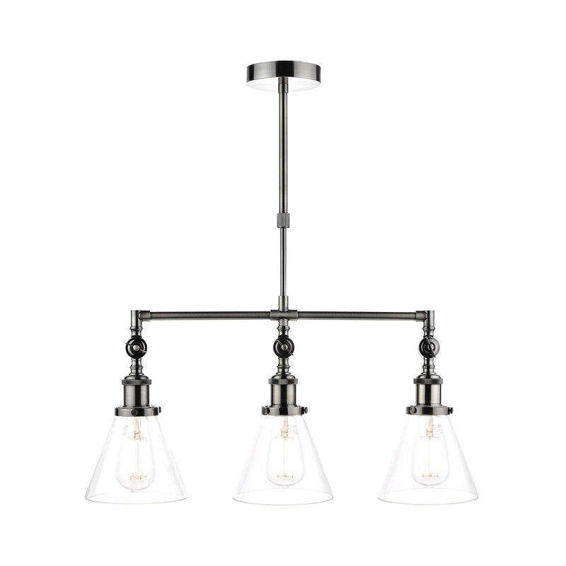 Laura Ashley Isaac 3lt Bar Pendant Satin Nickel Glass • LA3650343-Q