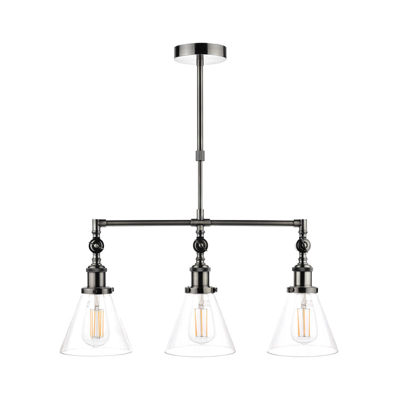 Laura Ashley Isaac 3lt Bar Pendant Satin Nickel Glass • LA3650343-Q