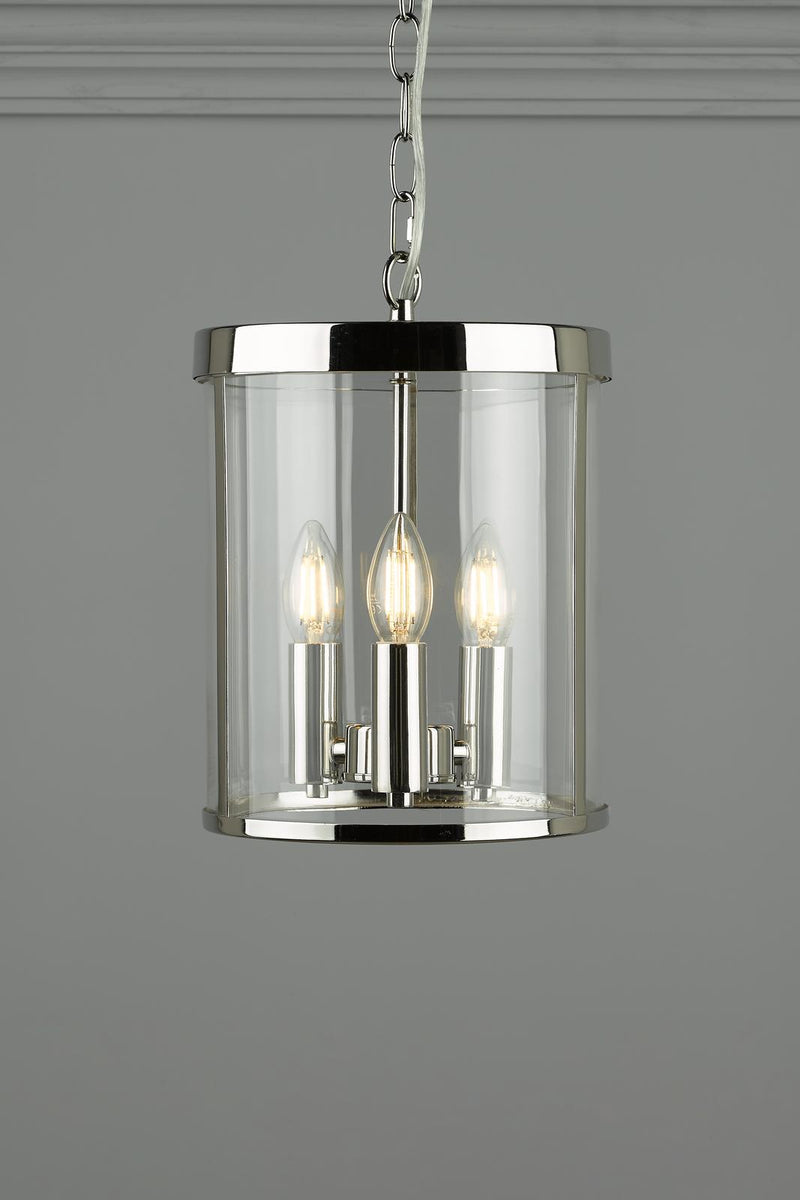 Laura Ashley Selbourne 3lt Lantern Polished Nickel Glass • LA3650354-Q