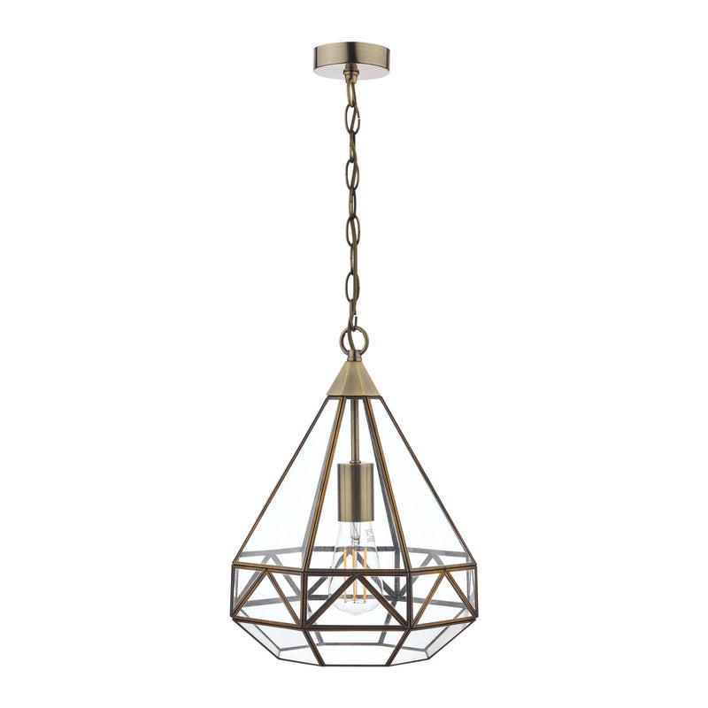 Laura Ashley Zaria Pendant Antique Brass Glass • LA3650506-Q