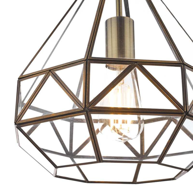 Laura Ashley Zaria Pendant Antique Brass Glass • LA3650506-Q