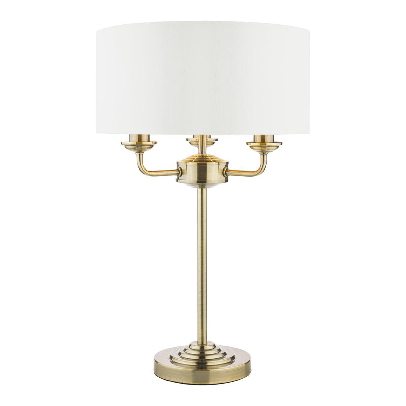 Laura Ashley Sorrento 3 Light Table Lamp Antique Brass With Ivory Shade • LA3655967-Q