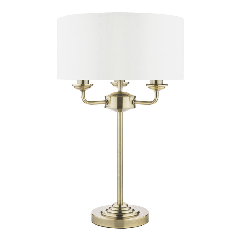 Laura Ashley Sorrento 3 Light Table Lamp Antique Brass With Ivory Shade • LA3655967-Q