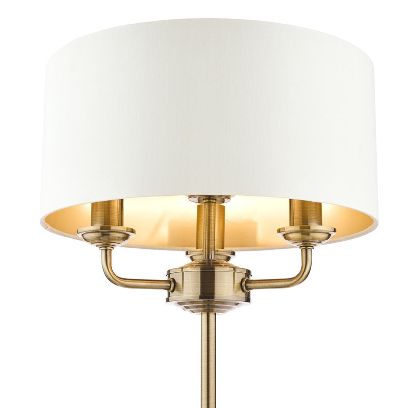 Laura Ashley Sorrento 3 Light Table Lamp Antique Brass With Ivory Shade • LA3655967-Q
