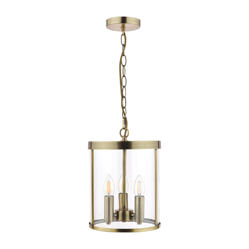 Laura Ashley Selbourne 3lt Lantern Antique Brass Glass • LA3675409-Q