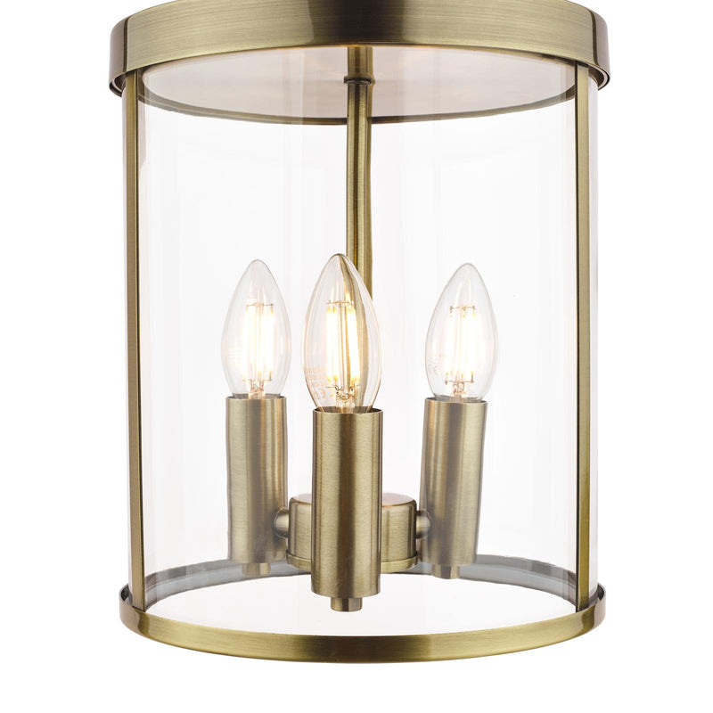 Laura Ashley Selbourne 3lt Lantern Antique Brass Glass • LA3675409-Q