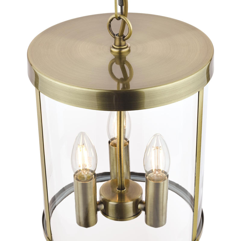 Laura Ashley Selbourne 3lt Lantern Antique Brass Glass • LA3675409-Q
