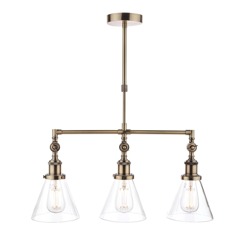 Laura Ashley Isaac 3lt Bar Pendant Antique Brass • LA3688629-Q