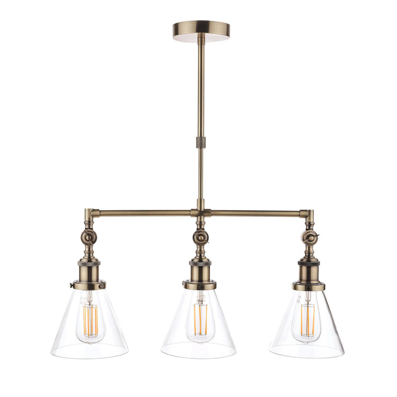 Laura Ashley Isaac 3lt Bar Pendant Antique Brass • LA3688629-Q