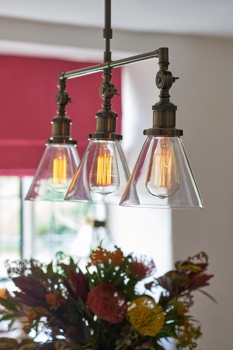 Laura Ashley Isaac 3lt Bar Pendant Antique Brass • LA3688629-Q