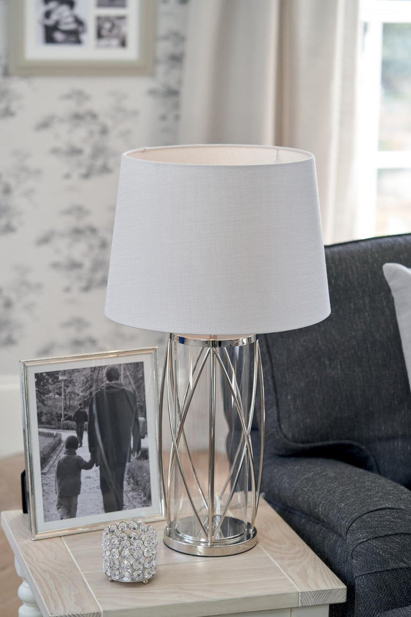 Laura Ashley Beckworth Large Table Lamp Polished Nickel Glass Base Only • LA3688858-Q