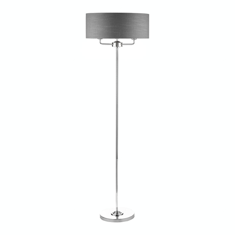 Laura Ashley Sorrento 3 Light Floor Lamp Polished Nickel With Charcoal Shade • LA3688866-Q