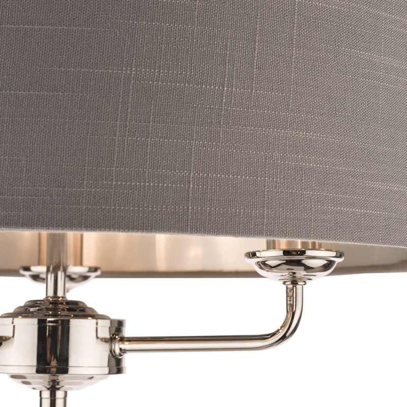 Laura Ashley Sorrento 3 Light Floor Lamp Polished Nickel With Charcoal Shade • LA3688866-Q