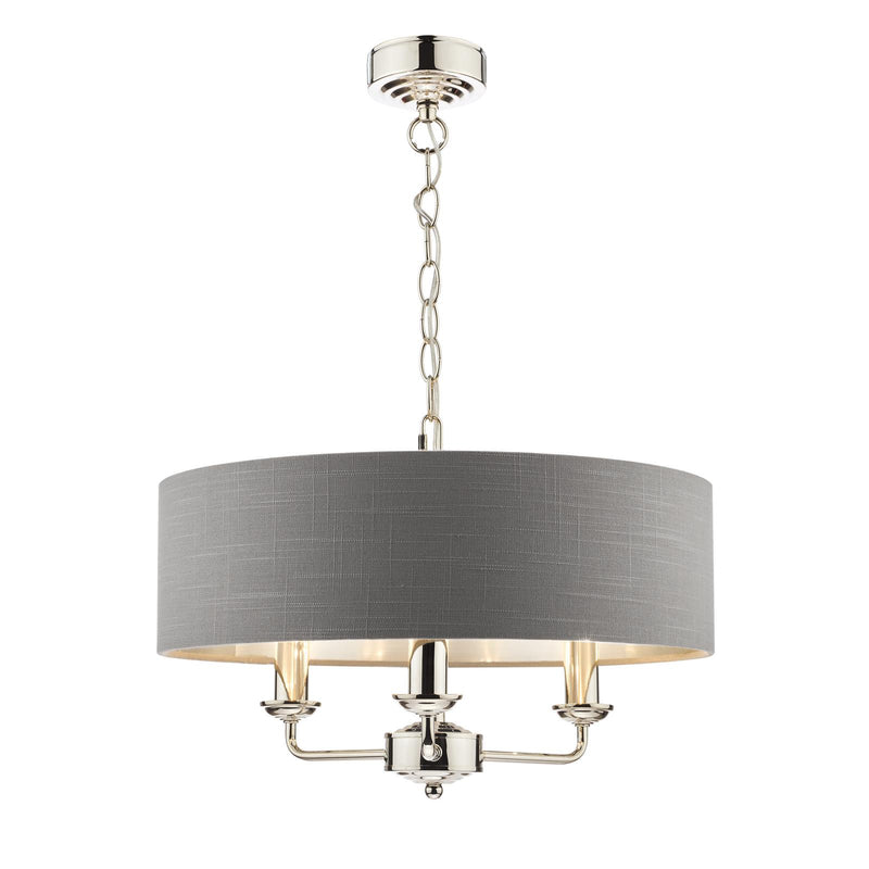 Laura Ashley Sorrento 3 Light Pendant Polished Nickel With Charcoal Shade • LA3688867-Q