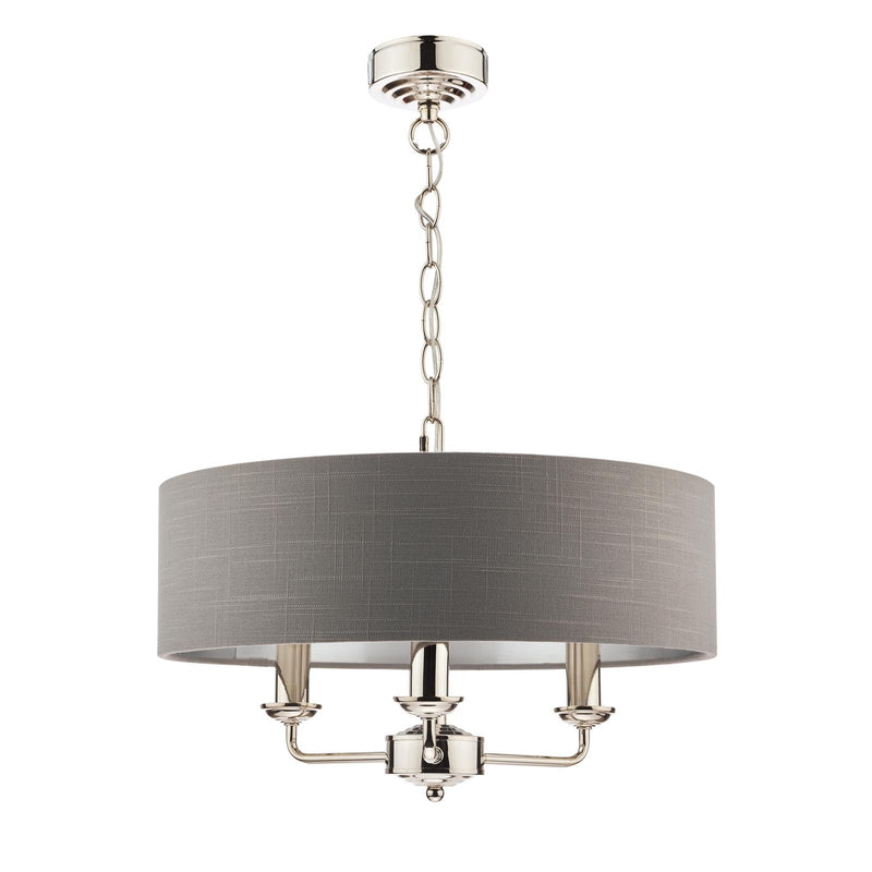 Laura Ashley Sorrento 3 Light Pendant Polished Nickel With Charcoal Shade • LA3688867-Q