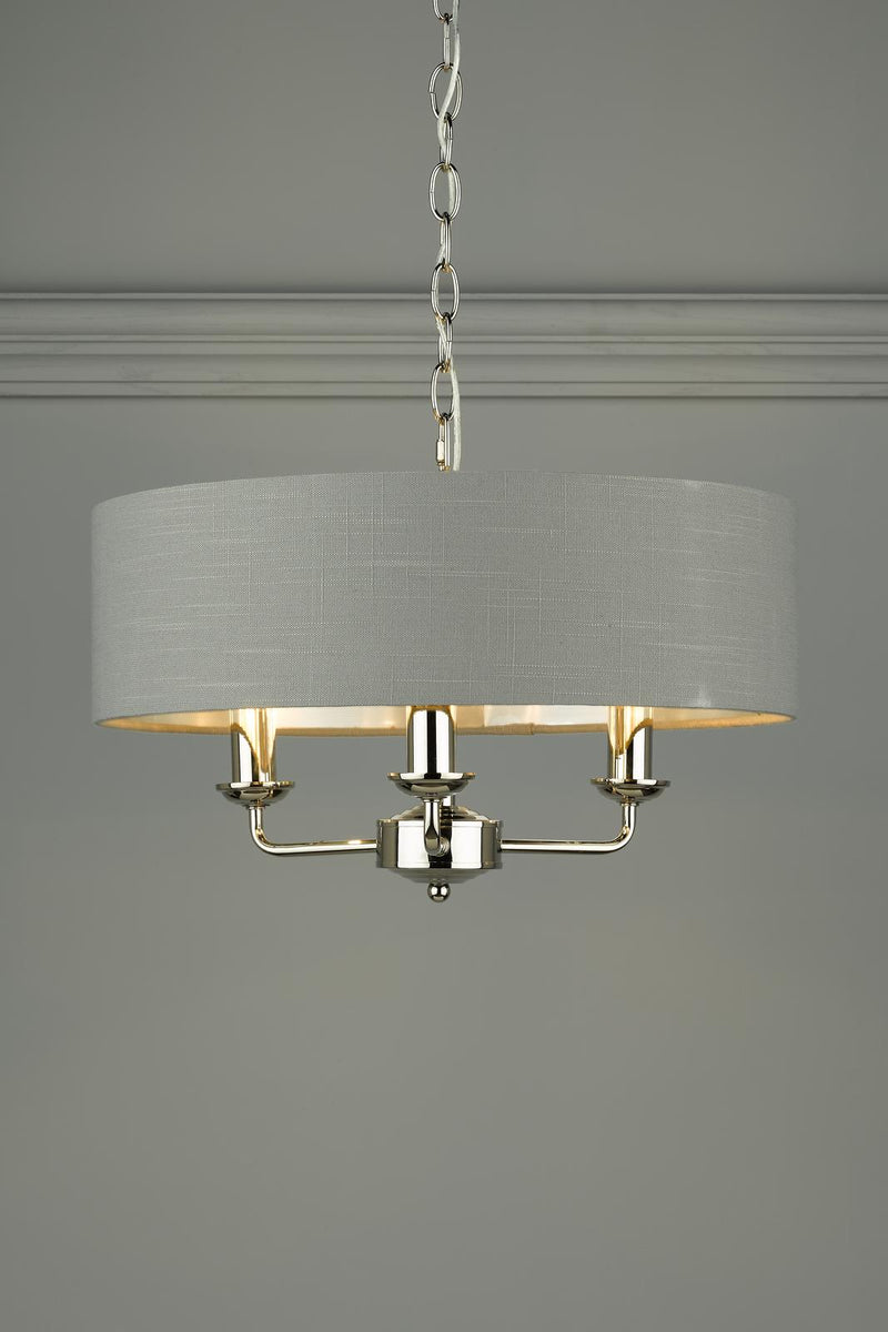 Laura Ashley Sorrento 3 Light Pendant Polished Nickel With Charcoal Shade • LA3688867-Q