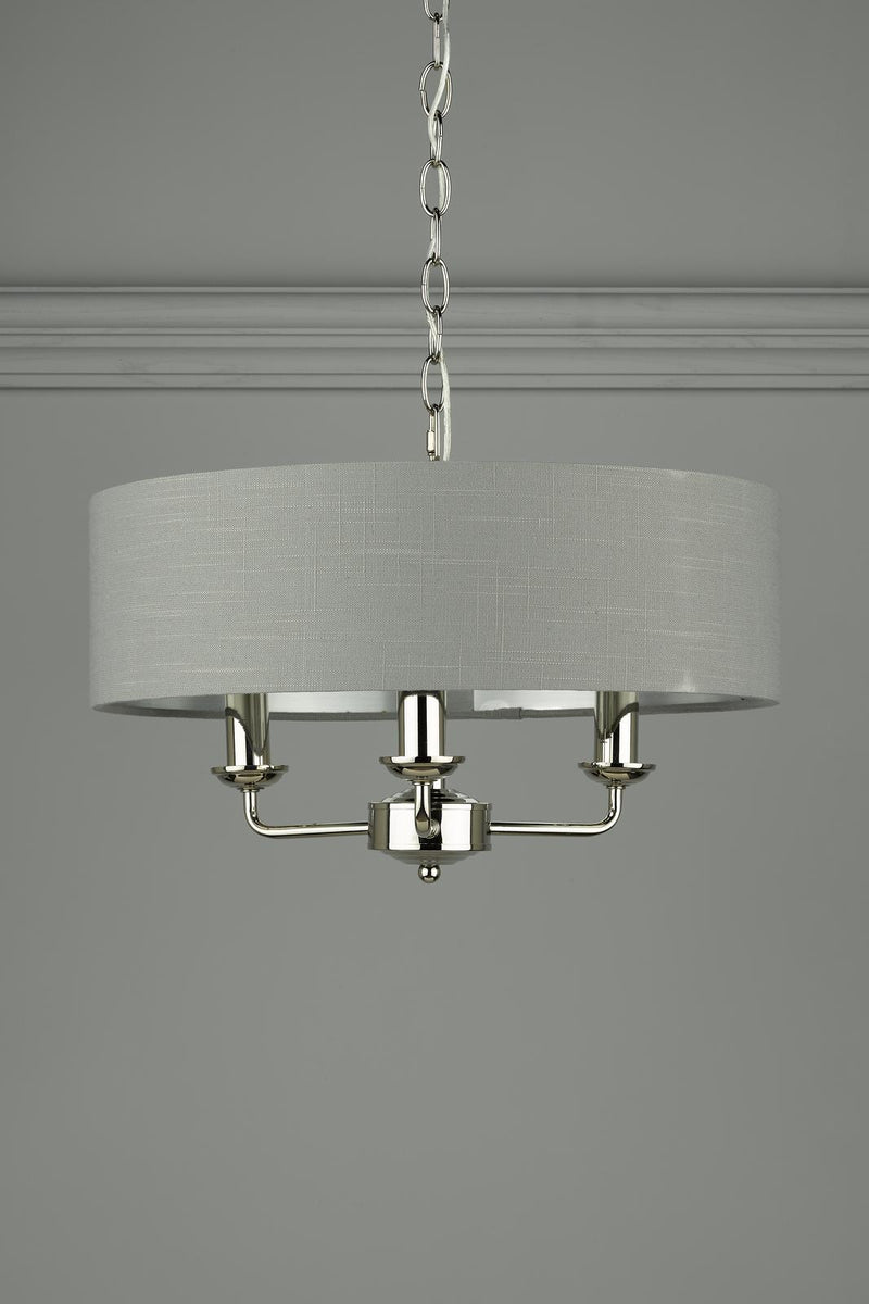 Laura Ashley Sorrento 3 Light Pendant Polished Nickel With Charcoal Shade • LA3688867-Q