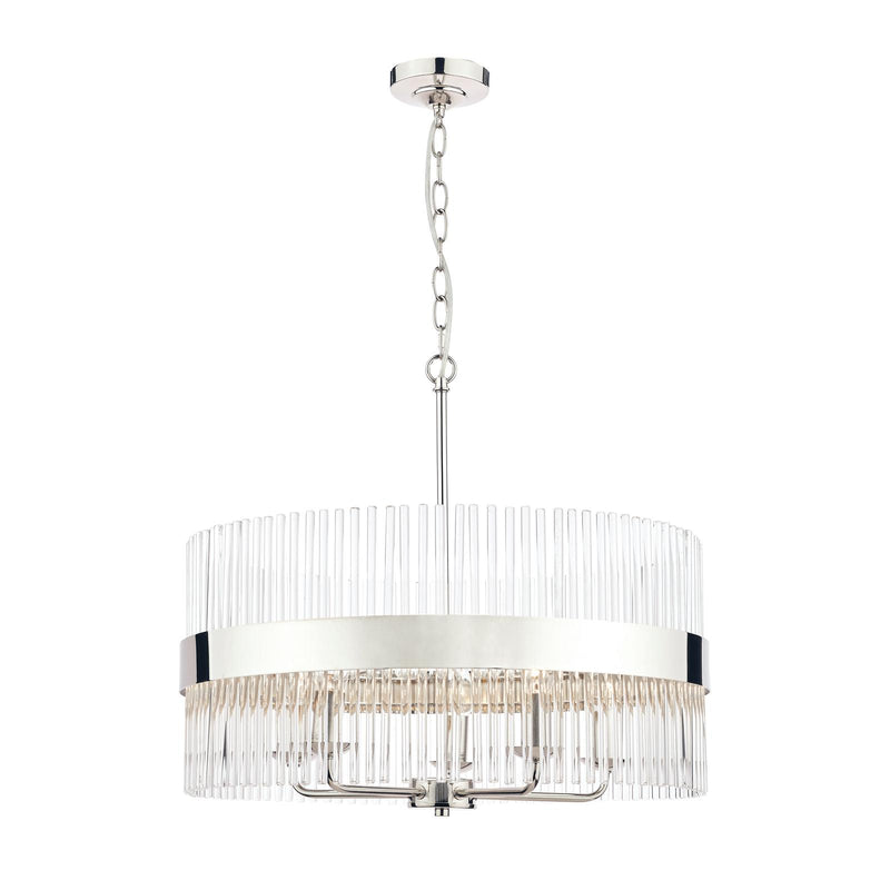 Laura Ashley Alexa 5lt Pendant Polished Nickel Glass Rods • LA3689240-Q
