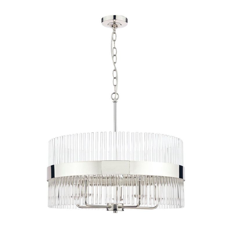 Laura Ashley Alexa 5lt Pendant Polished Nickel Glass Rods • LA3689240-Q