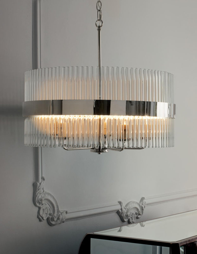 Laura Ashley Alexa 5lt Pendant Polished Nickel Glass Rods • LA3689240-Q