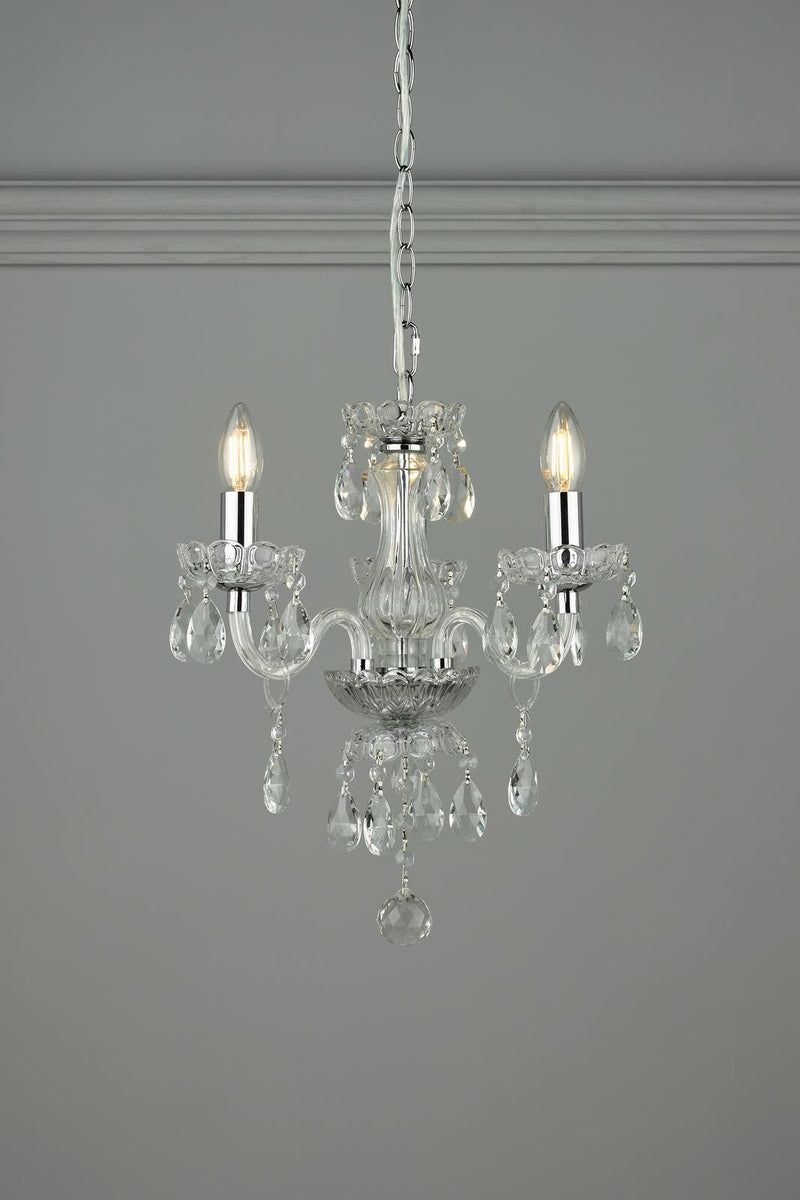 Laura Ashley Harriet 3 Light Chandelier Ribbed Glass and Polished Chrome • LA3691062-Q