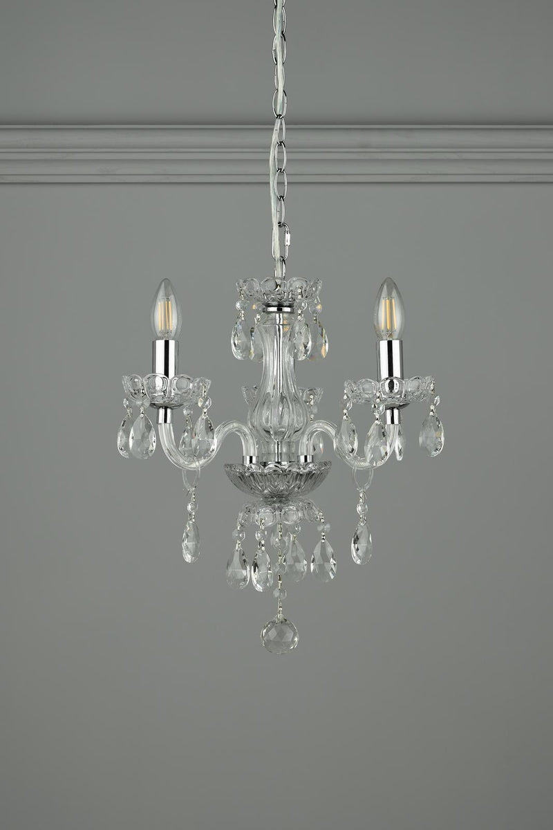 Laura Ashley Harriet 3 Light Chandelier Ribbed Glass and Polished Chrome • LA3691062-Q