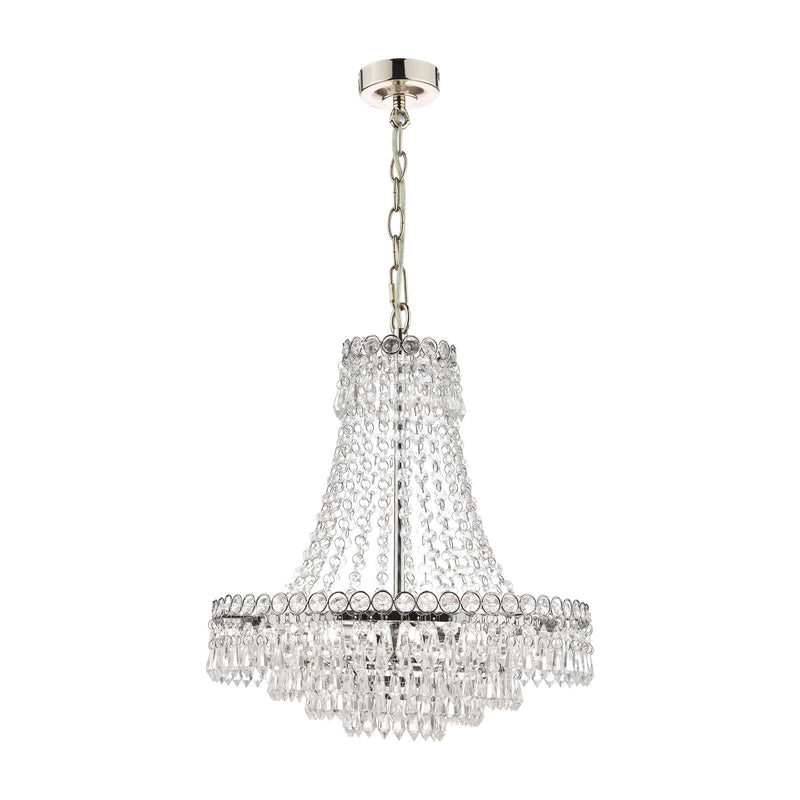 Laura Ashley Enid 5 Light Chandelier Faceted Glass and Polished Nickel • LA3691119-Q