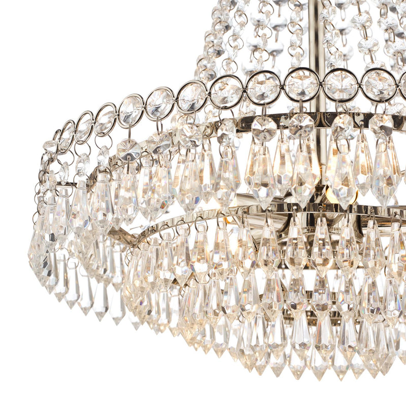 Laura Ashley Enid 5 Light Chandelier Faceted Glass and Polished Nickel • LA3691119-Q